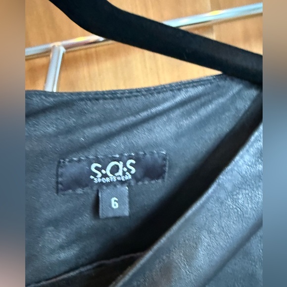 Women's SAS Sportswear Long Sleeve Black Leather ‘Janet’ Sheath Dress - Size 6 - Picture 3 of 7